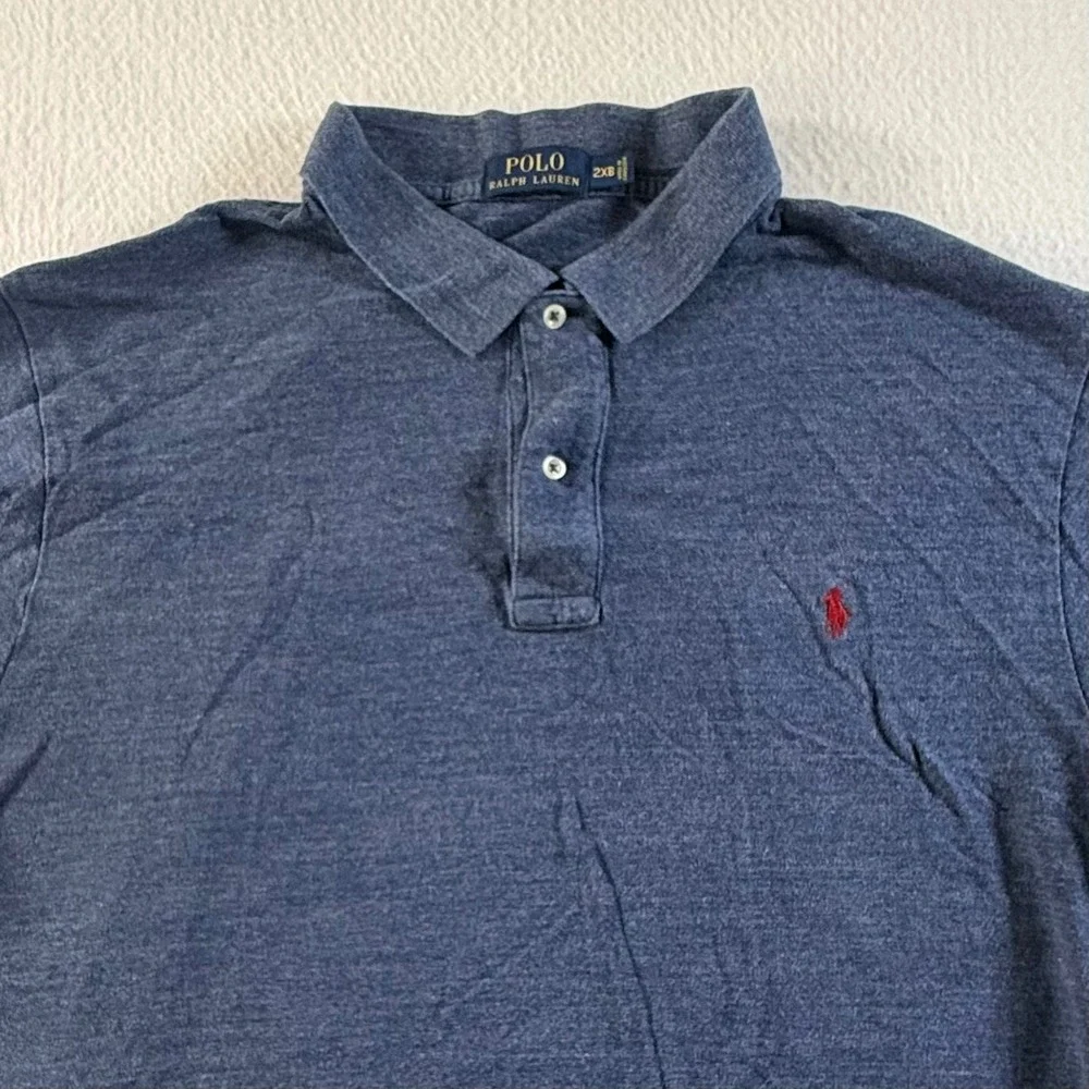 Polo Ralph Lauren Polo Shirt Mens 2XB Short Sleeve Heathered Navy Blue